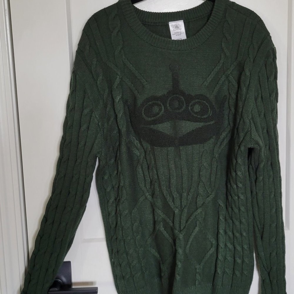 Large Disney Pixar Toy Story Alien Green Cable Knit Sweater